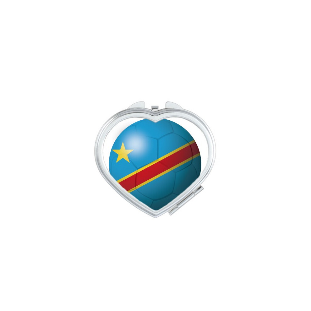 Diythinker Congo National Flag Soccer Football Heart Mirror Travel Magnification Portable Handheld Pocket Makeup