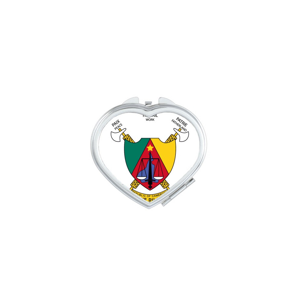 Diythinker Yaounde Cameroon National Emblem Heart Mirror Travel Magnification Portable Handheld Pocket Makeup