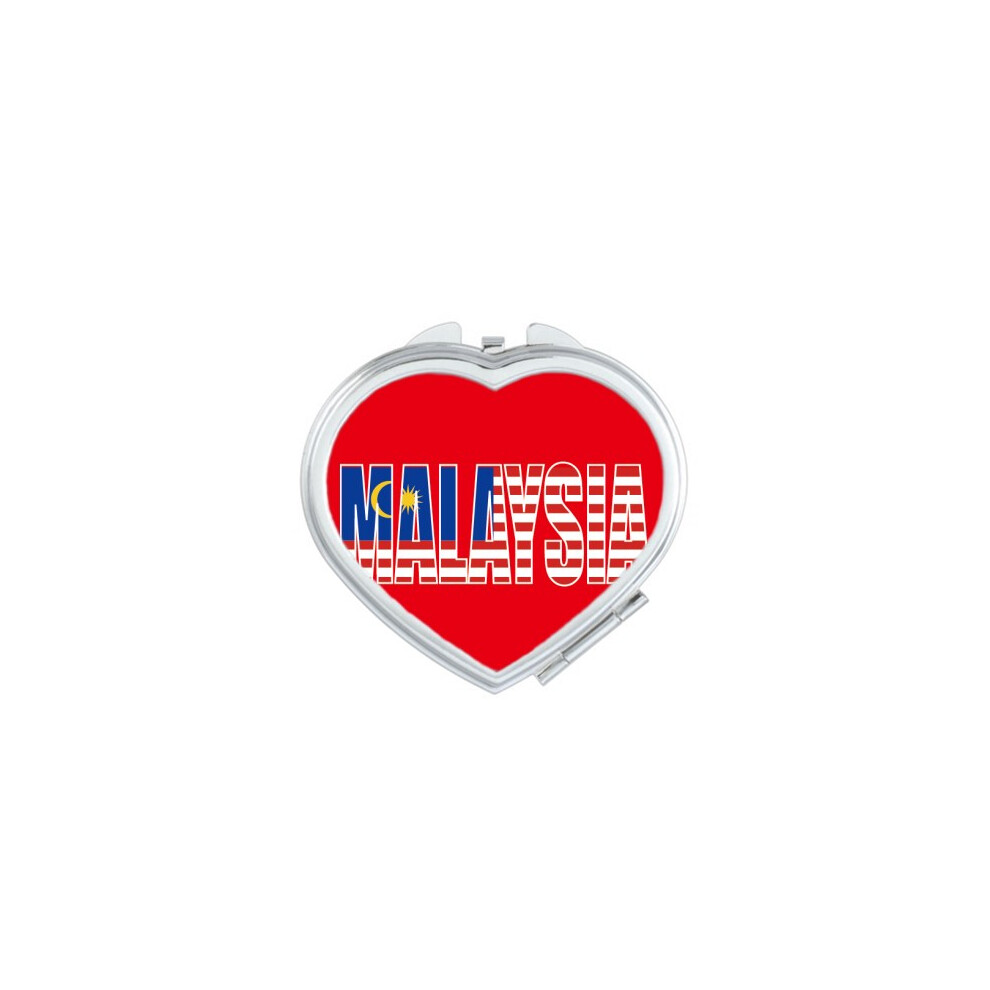 Diythinker Malaysia Country Flag Name Heart Mirror Travel Magnification Portable Handheld Pocket Makeup