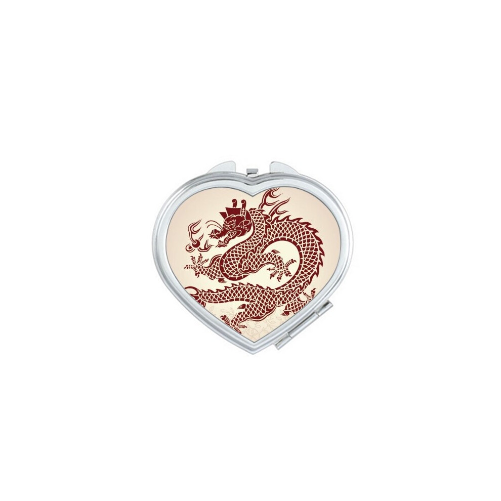 Diythinker Chinese Dragon Animal Portrait Mirror Travel Magnification Portable Handheld Pocket Makeup