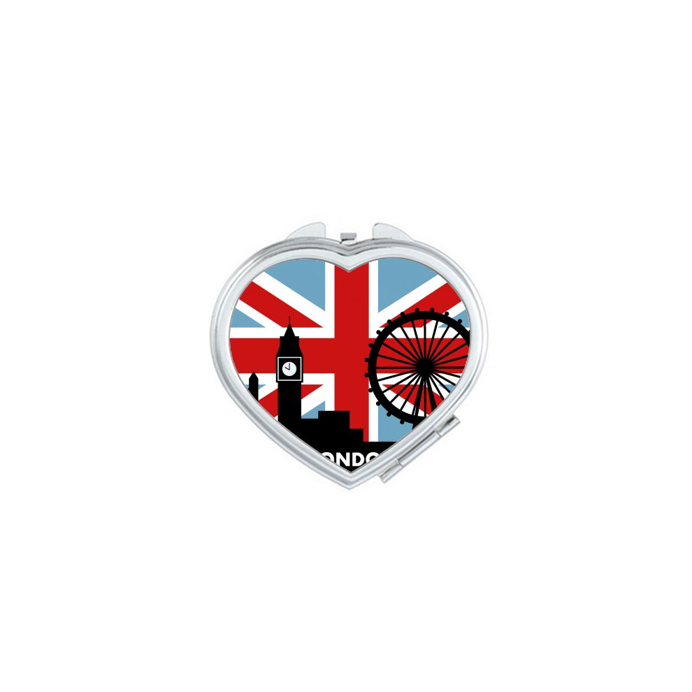 Diythinker Britain Union Jack London Eye Big Ben Flag Uk Mirror Travel Magnification Portable Handheld Pocket Makeup