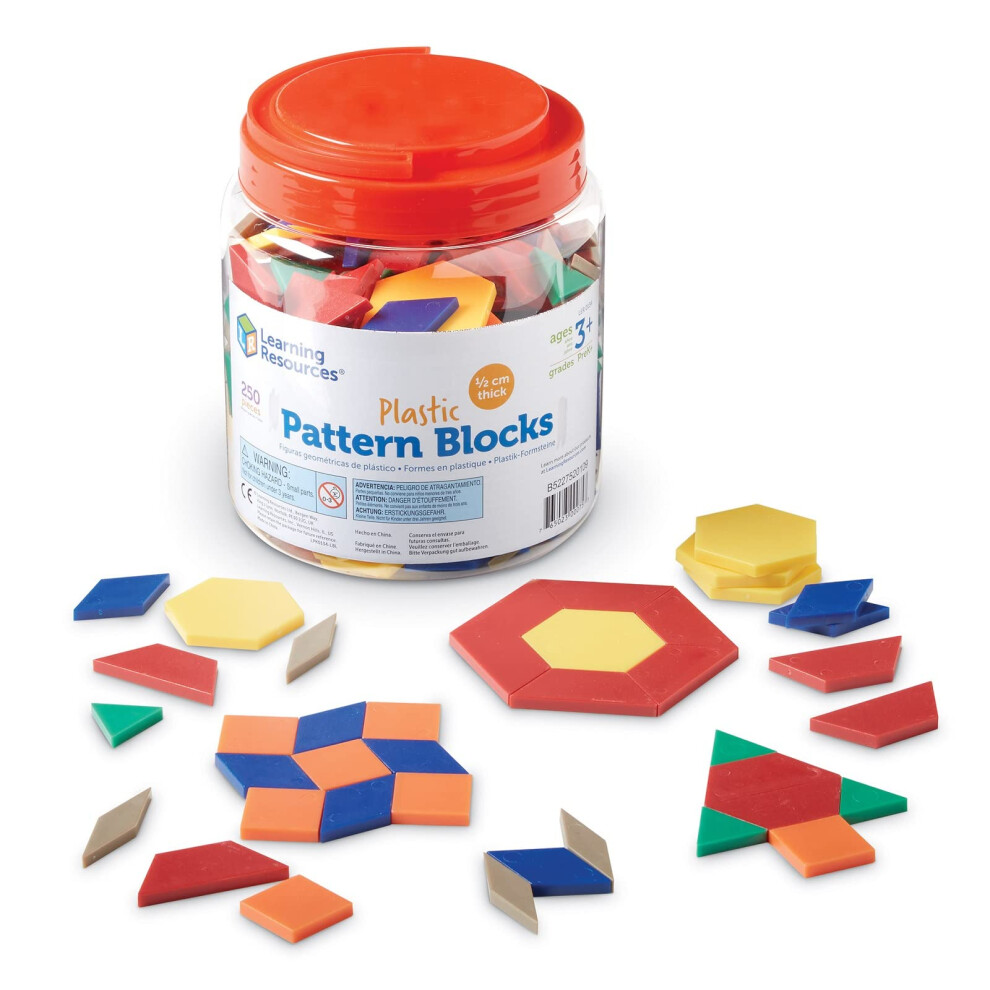 Learning Resources Plastic Pattern Blocks - Set of 250  Ages 3+  Shape