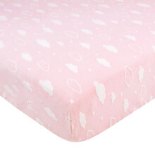 American Baby Company Zachte Chenille Fitted Crib Sheet 28" x 52", Warm Neutraal, Roze 3D Wolk