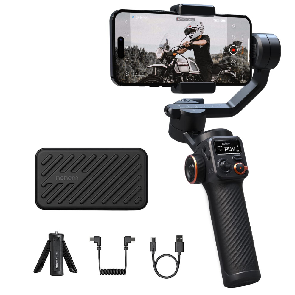 Hohem iSteady M6 gimbal Stabilizer for Smartphone  3-Axis cell Phone gimbal Built-in OLED Display 400g Payload Reverse charging Android and iPhone gim