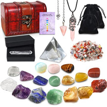 23PCS Natural Crystals and Healing Stones Set  7 Raw Chakra Stones 10p