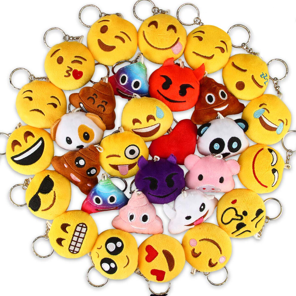 Dreampark Emoticon Keychains  Mini Emoticon Plush Party Favors for Valentine' s Day Gifts Birthday Party Supplies  Carnival Prizes for Kids Treasure B-image-OPC-PFM79QP-NEW