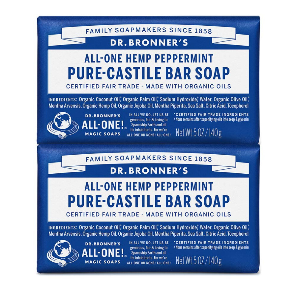 Dr. Bronner's - Pure-Castile Bar Soap (Peppermint  5 ounce  2-Pack) -