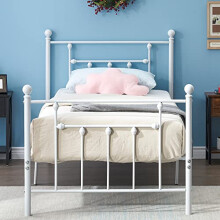 VECELO Heavy Duty Twin Size Metal Platform Bed Frame with Headboard an