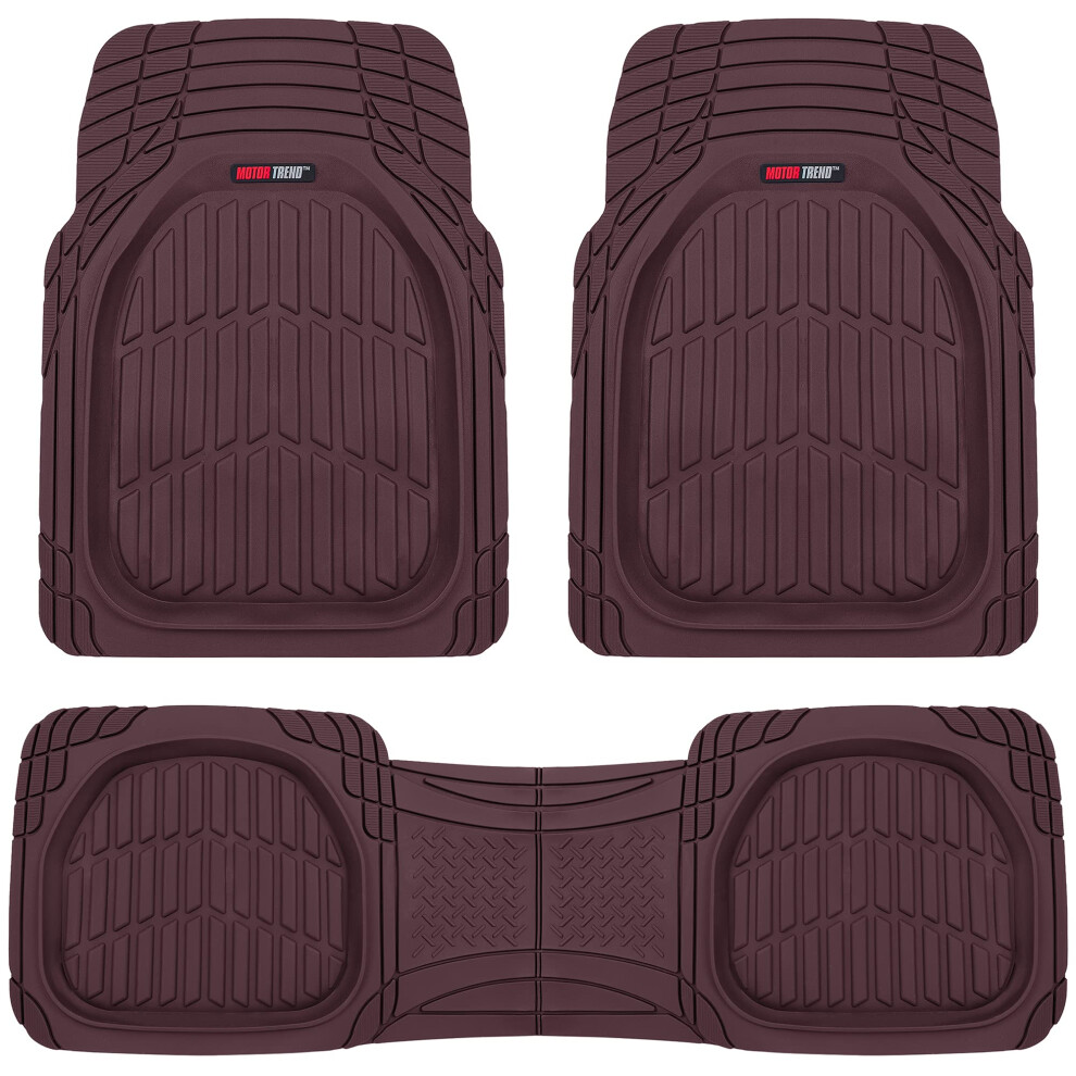 Motor Trend Flextough Floor Mats For Cars Deep Dish All-Weather Car Mats Waterproof Trim-To Fit Automotive Cars Trucks Suv Universal Line Burgundy 826942661143