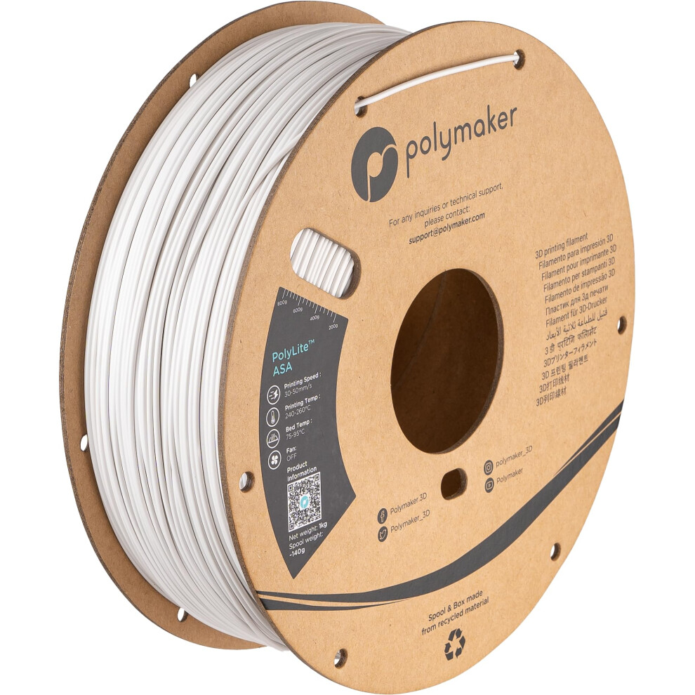 Polymaker PF01002 PolyLite Filament ASA UV-beständig, witterungsbeständig, hitze (ASA, 1000 g, 1.75 mm), Filament, Weiss - Image 5