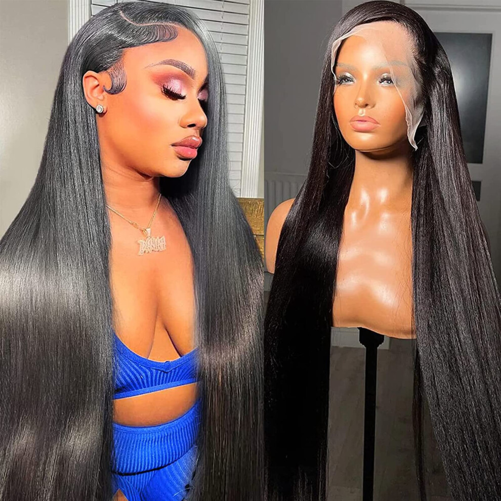 Queen Story 36 Inch Straight Lace Front Wigs Human Hair 180% Density 1