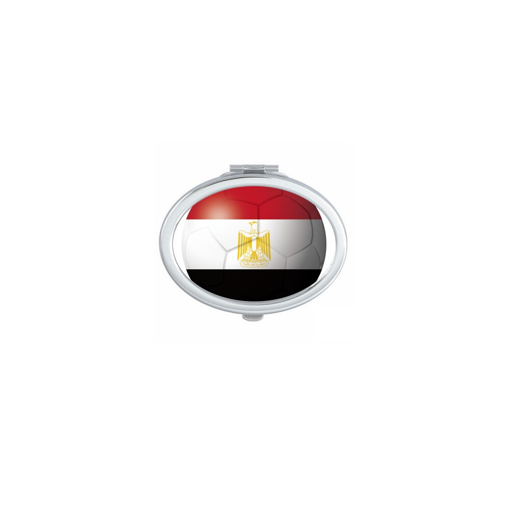 Diythinker Egypt National Flag Soccer Football Oval Mirror Portable Fold Hand Makeup Double Side Glasses