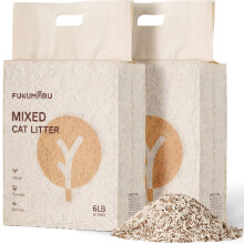 FUKUMARU Tofu kattenbakvulling 12 LBS Klonterende kattenbakvulling Stofvrij Natuurlijk ongeparfumeerd Doorspoelbaar Lichtgewicht Gemengd appelhout me