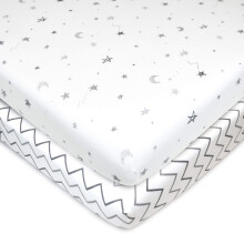 American Baby Company 2-Pack 100% Natuurlijke Katoenen Fitted Mini Crib Sheets 38" x 24" - Zacht & Ademend