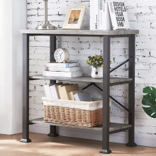 HOMBAZAAR Bookshelf 3-Tier Vintage Industrial Book Shelf Rustic Wood