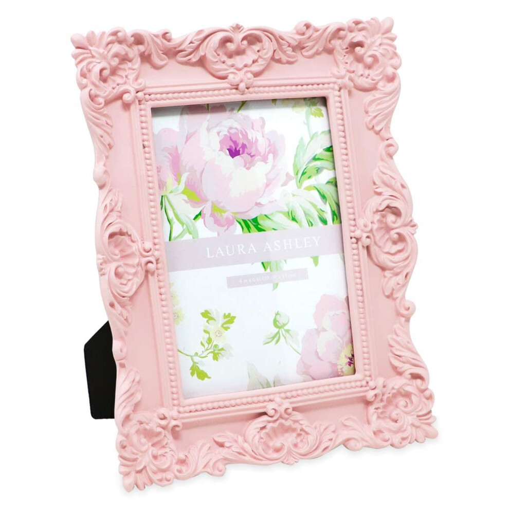 Laura Ashley 4x6 Pink Ornate Textured Hand-Crafted Resin Picture Frame