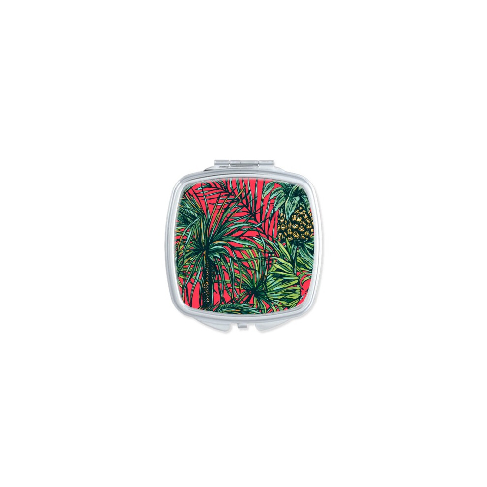 Diythinker Red Pineapple Square Mirror Portable Compact Pocket Makeup Double Sided Glass