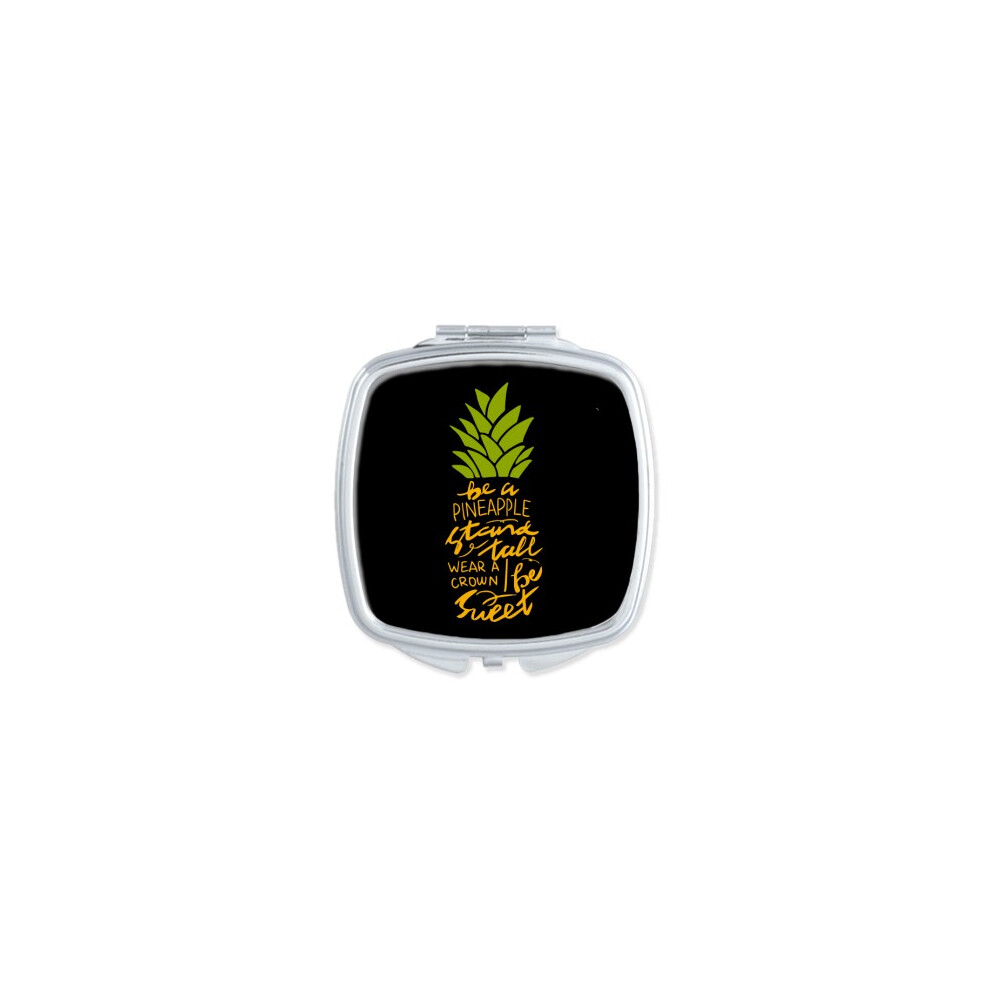 Diythinker Be A Sweet Pineapple Fruit Quote Square Mirror Portable Compact Pocket Makeup Double Sided Glass