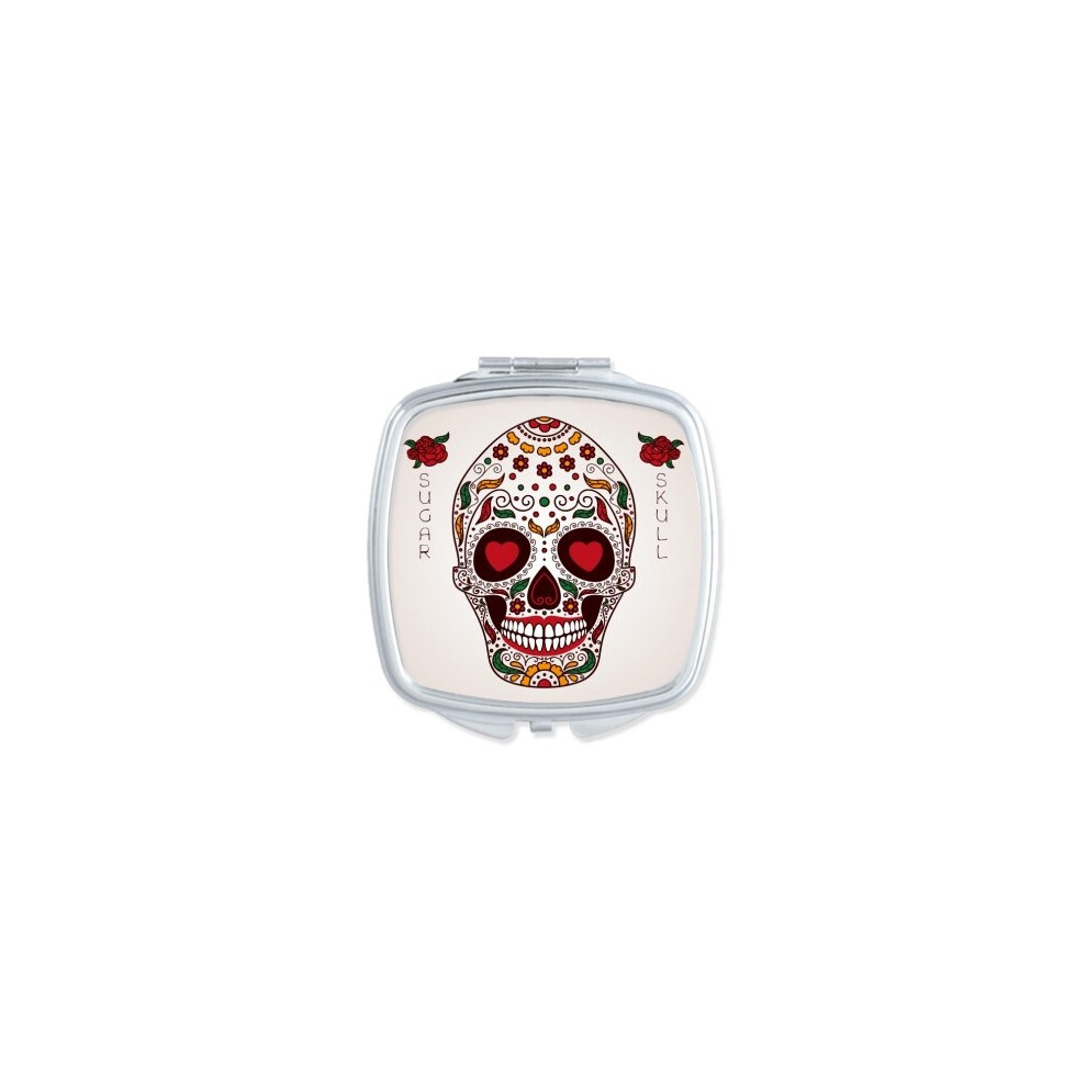 Diythinker White Flower Cirrus Eyes Sugar L Mirror Portable Compact Pocket Makeup Double Sided Glass