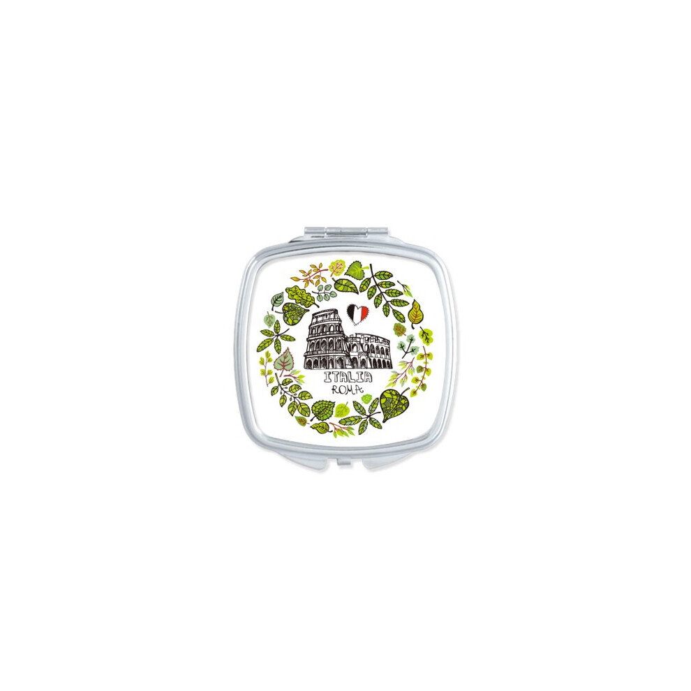 Diythinker Roma Italy Illustration Mirror Portable Compact Pocket Makeup Double Sided Glass