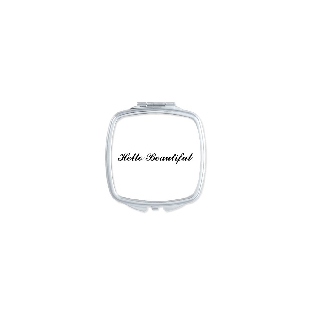Diythinker Hello Beautiful Quote Art Deco Fashion Mirror Portable Compact Pocket Makeup Double Sided Glass