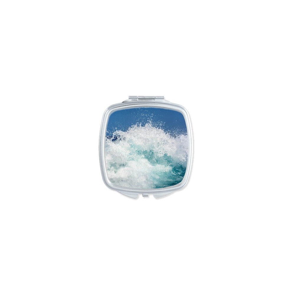 Diythinker Science Nature Ocean Water Sea Wave Picture Mirror Portable Compact Pocket Makeup Double Sided Glass