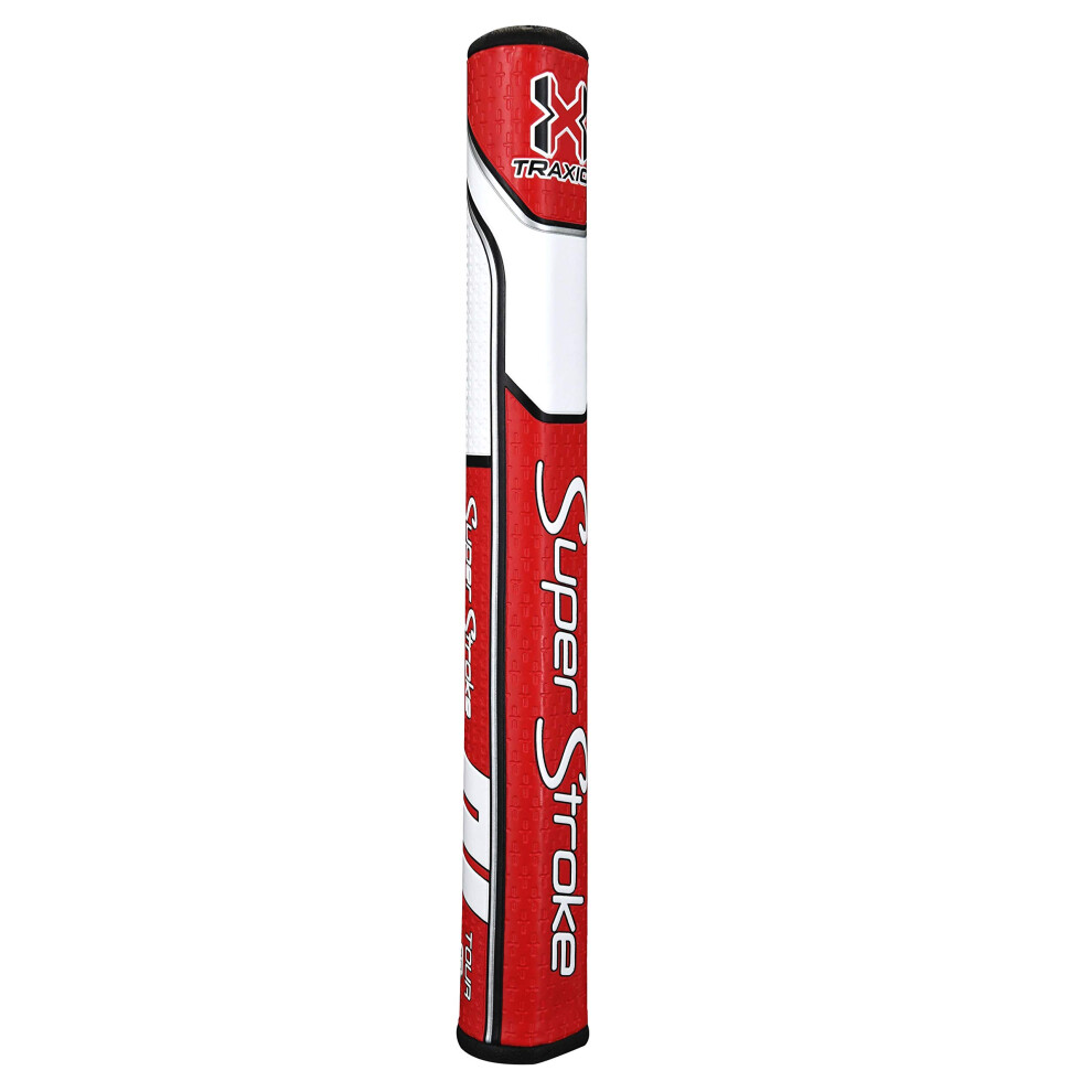 SuperStroke Traxion Tour Golf Putter Grip  Red/White (Tour 2.0)  Advan