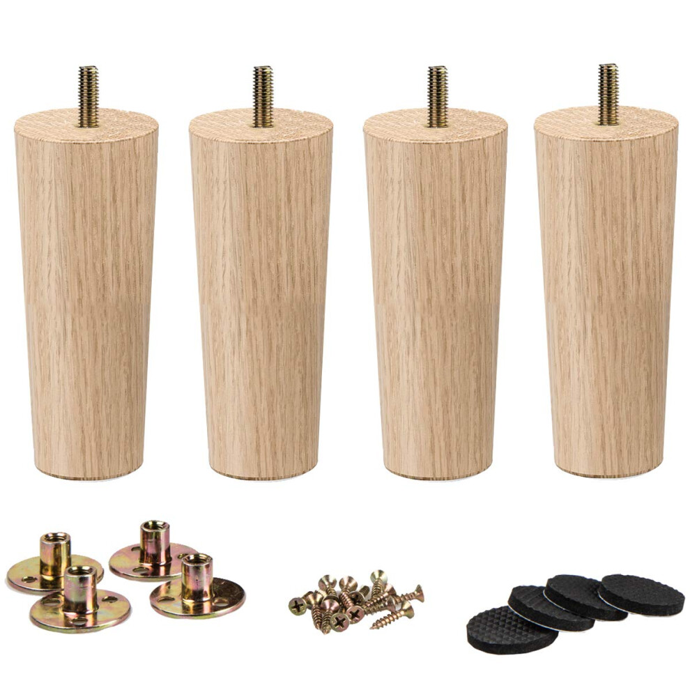 La Vane 10 Inch / 25Cm Wooden Furniture Legs Set Of 4 Solid Wood Tape 8789259364355