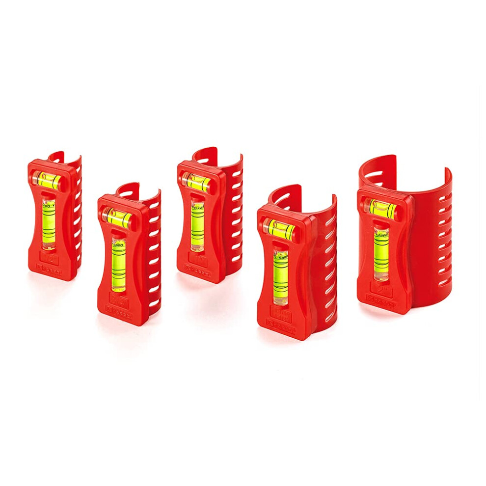 Kapro - 350 Pipe Level Set - 5 Pieces - Spring-Loaded and Snap-On Pipe