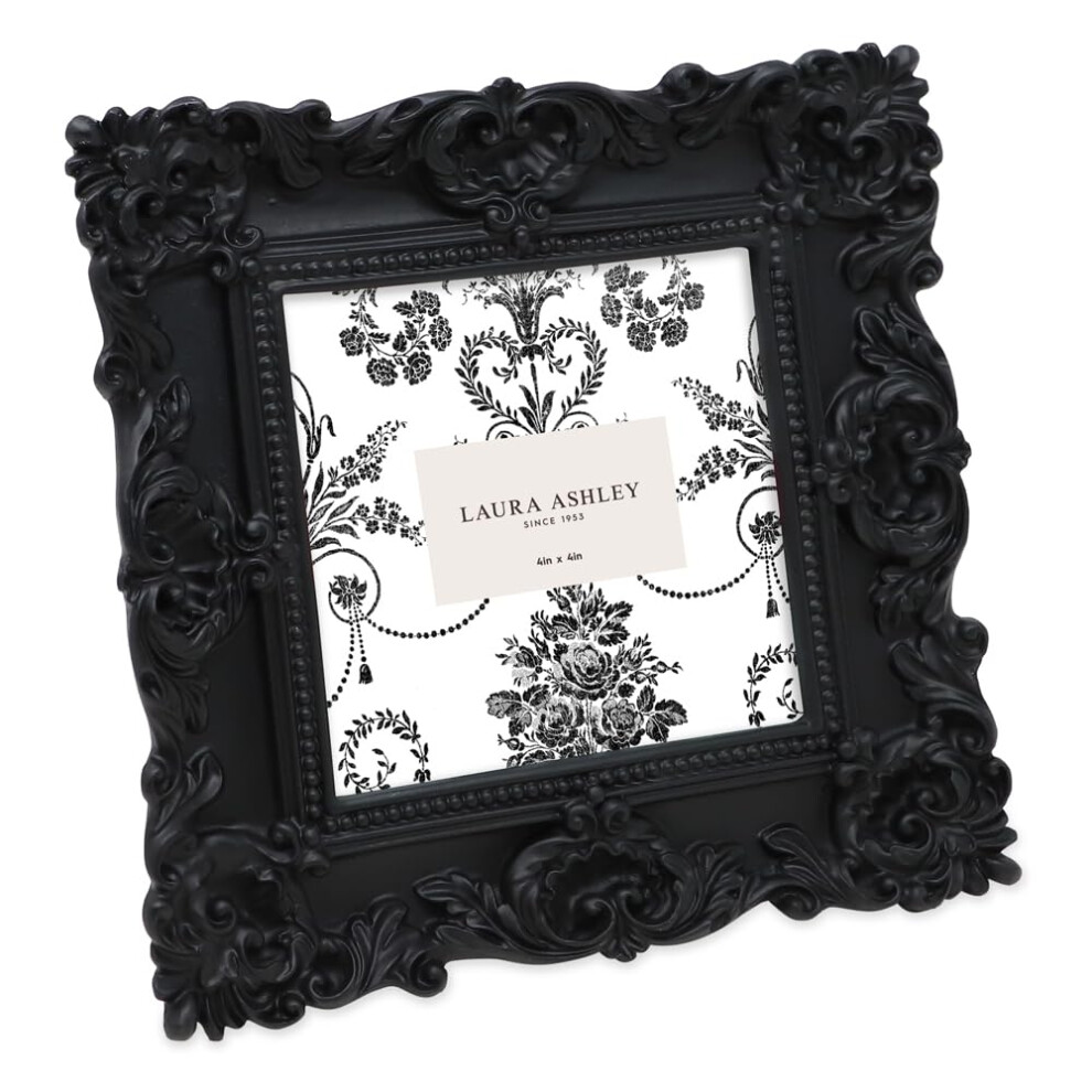 Laura Ashley 4x4 Black Ornate Textured Hand-Crafted Resin Picture Fram