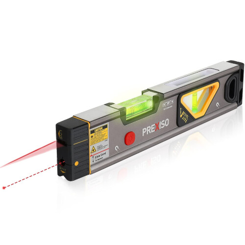 PREXISO 2-in-1 Laser Level Spirit Level with Light  100Ft Alignment Po