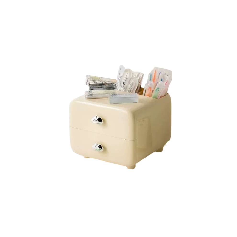 Beige Mini Desktop Organizer Storage Box With Pen Holder For Office Use Storage Boxes-image-OPC-PFM8CD5-NEW