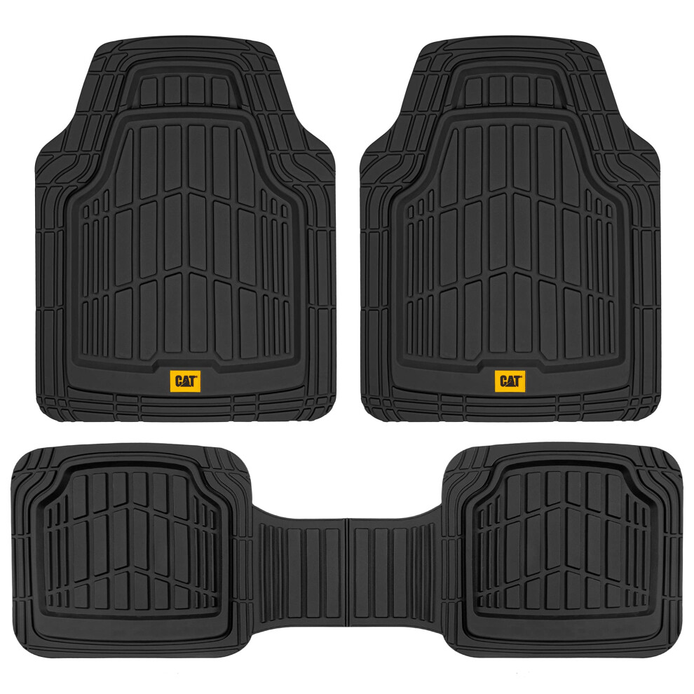 Cat ToughRide Heavy-Duty 3 Piece Rubber All Season Floor Mats for Car