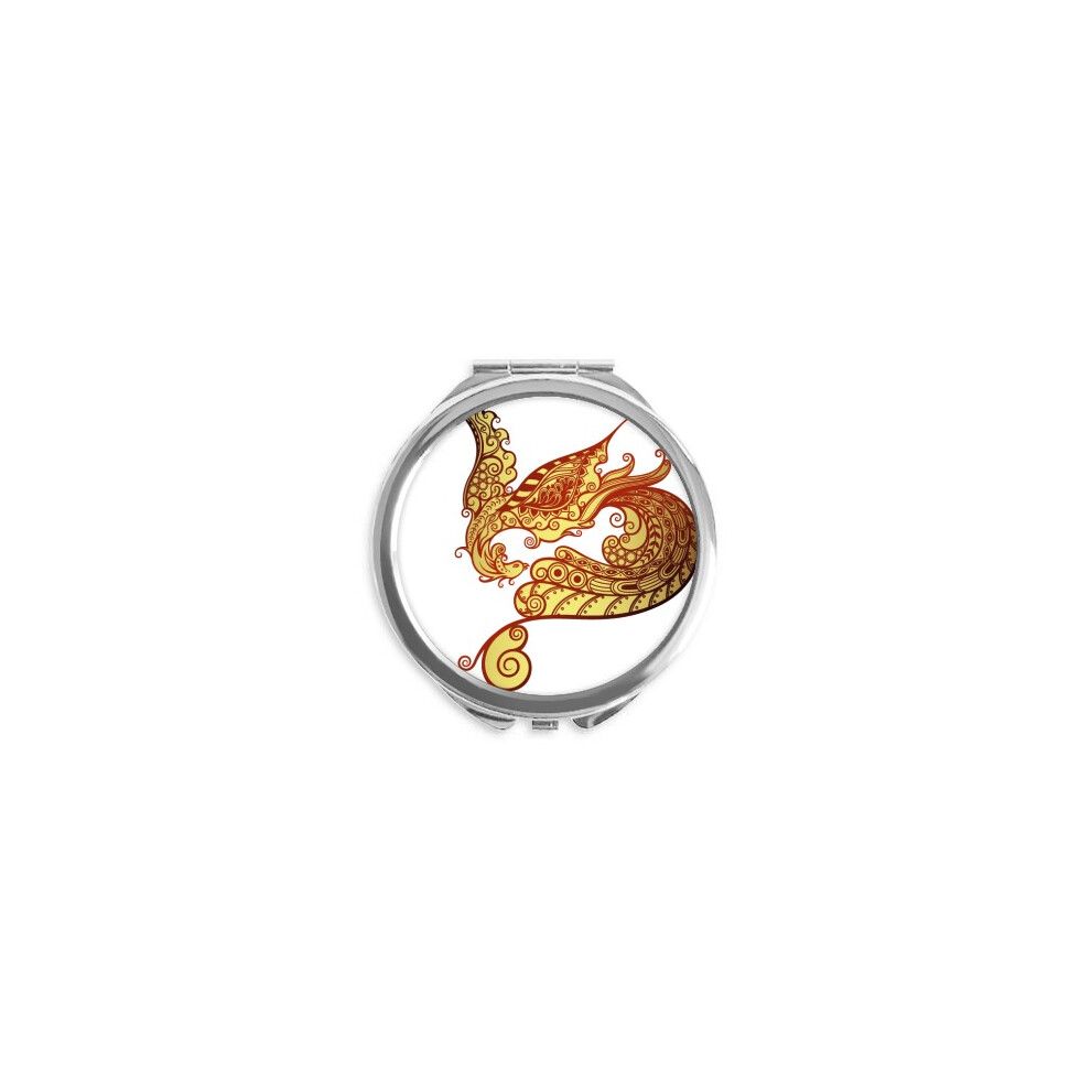 Diythinker Colorful Phoenix Animal Art Outline Hand Compact Mirror Round Portable Pocket Glass