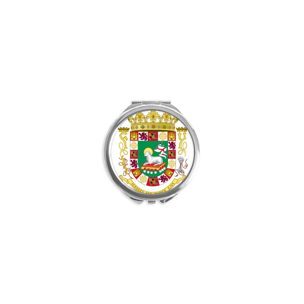Diythinker Puerto Rico National Emblem Hand Compact Mirror Round Portable Pocket Glass