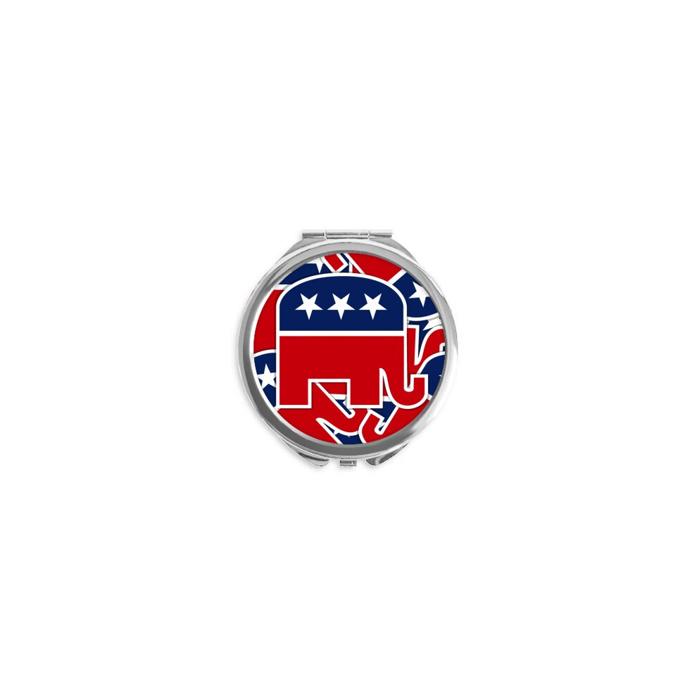 Diythinker America Elephant Emblem Republican Hand Compact Mirror Round Portable Pocket Glass
