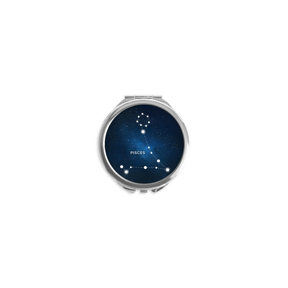 Diythinker Pisces Constellation Zodiac Sign Hand Compact Mirror Round Portable Pocket Glass
