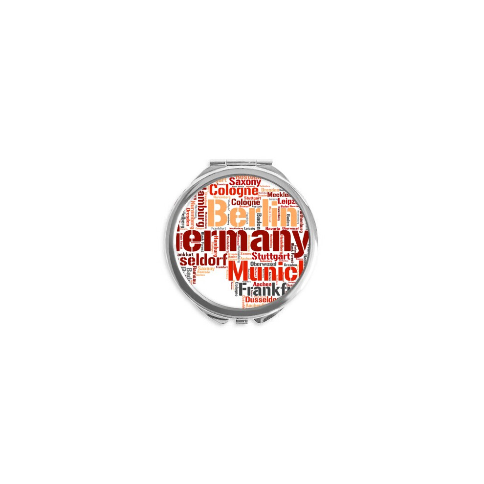 Diythinker Germany City Name Map Style Pattern Hand Compact Mirror Round Portable Pocket Glass