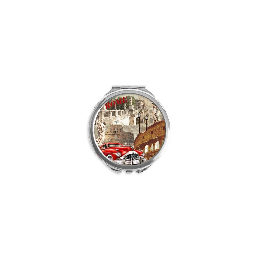Diythinker Italy Rome Landscape National Pattern Hand Compact Mirror Round Portable Pocket Glass