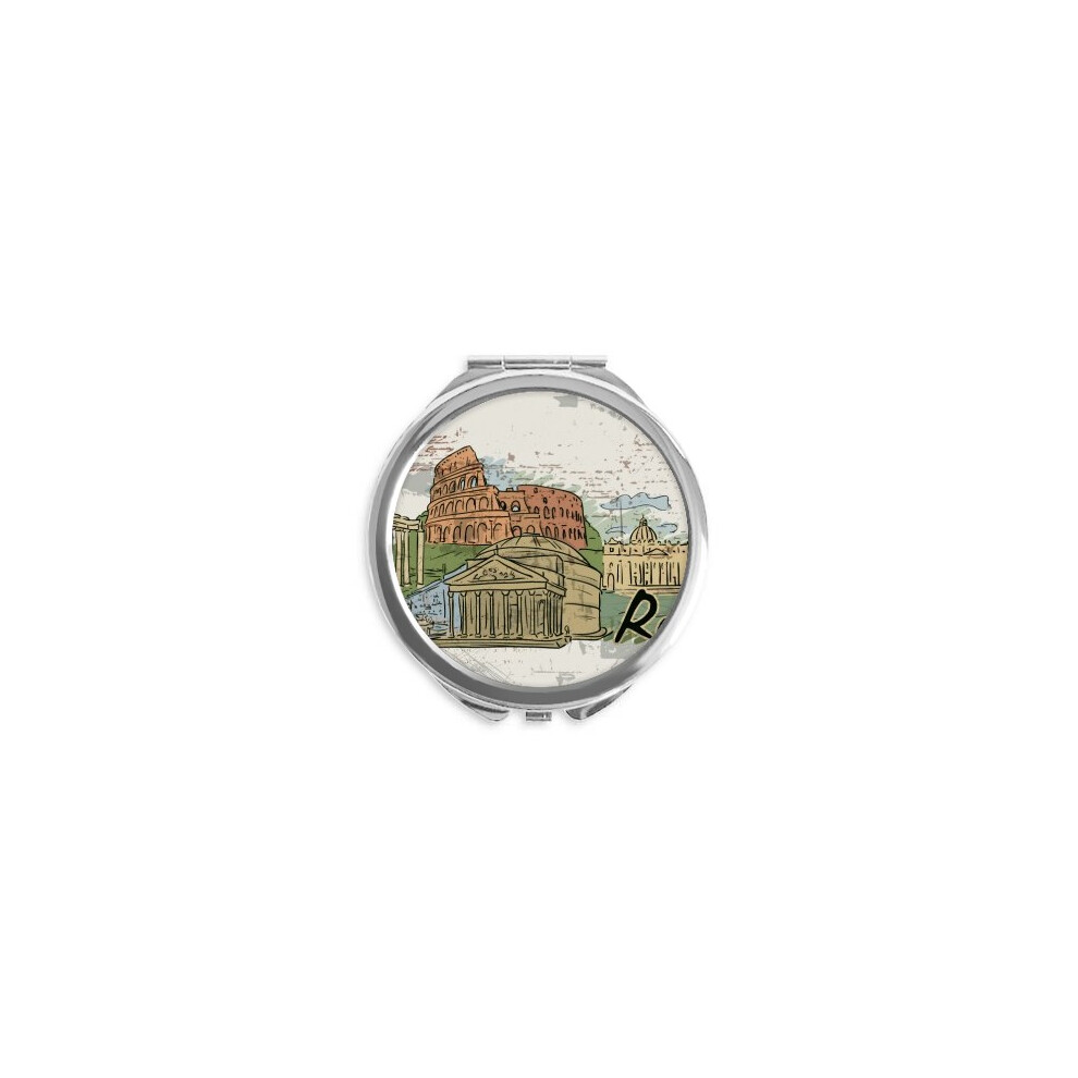 Diythinker Italy Rome Landscape Landmark Nation Hand Compact Mirror Round Portable Pocket Glass