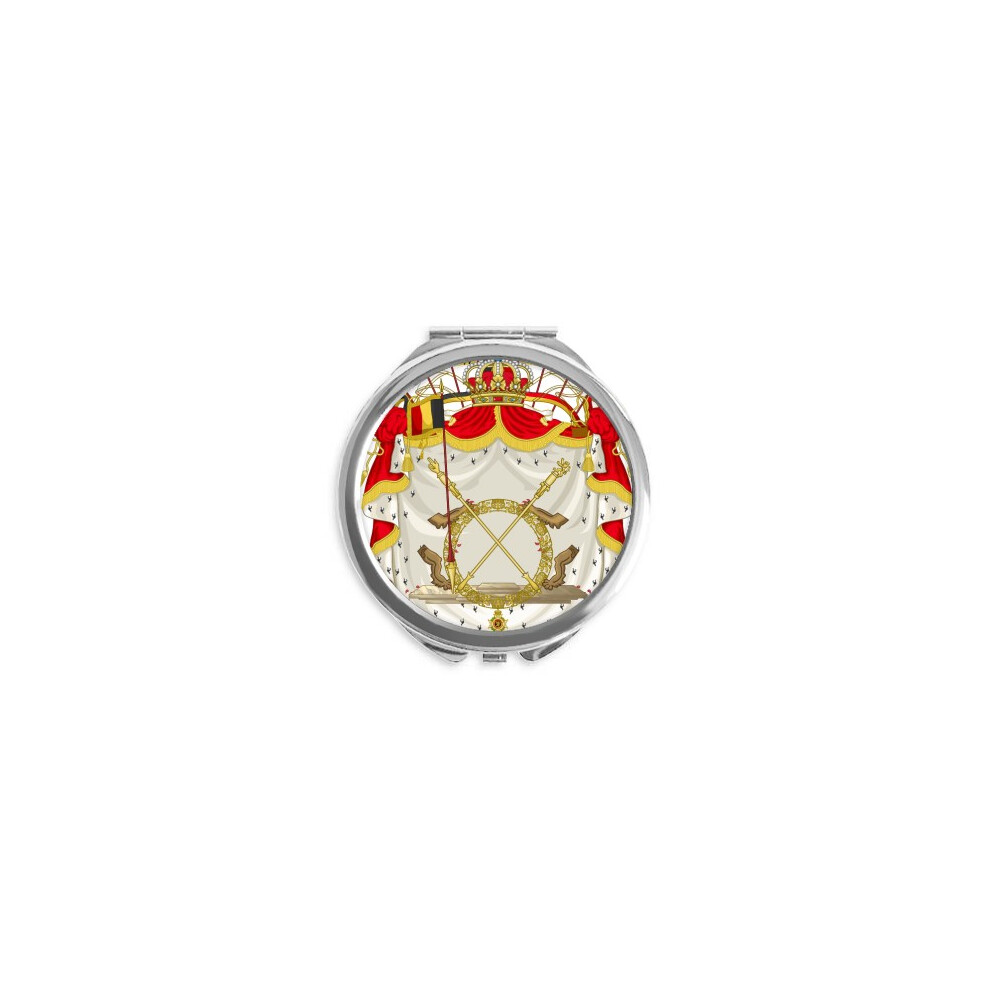 Diythinker Belgium National Emblem Country Hand Compact Mirror Round Portable Pocket Glass