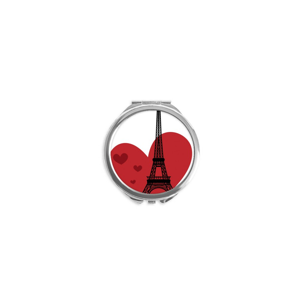 Diythinker Love Heart Eiffel Tower France Landmark Hand Compact Mirror Round Portable Pocket Glass