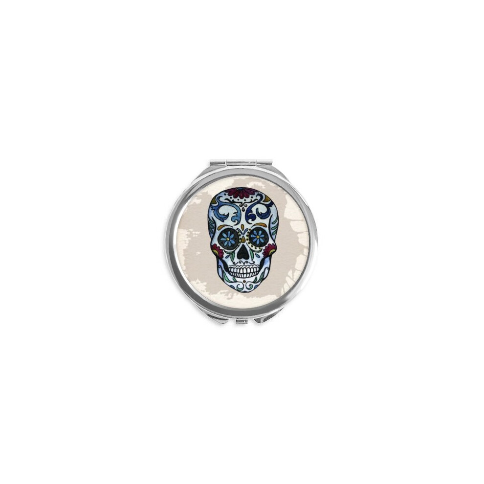 Diythinker Gray L Mexico National Culture Illustration Hand Compact Mirror Round Portable Pocket Glass
