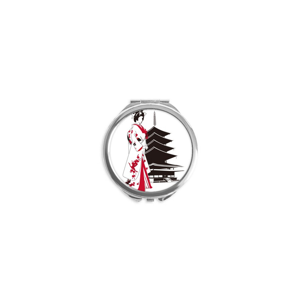Diythinker Japan Japanese Style Kimono Girl Hand Compact Mirror Round Portable Pocket Glass