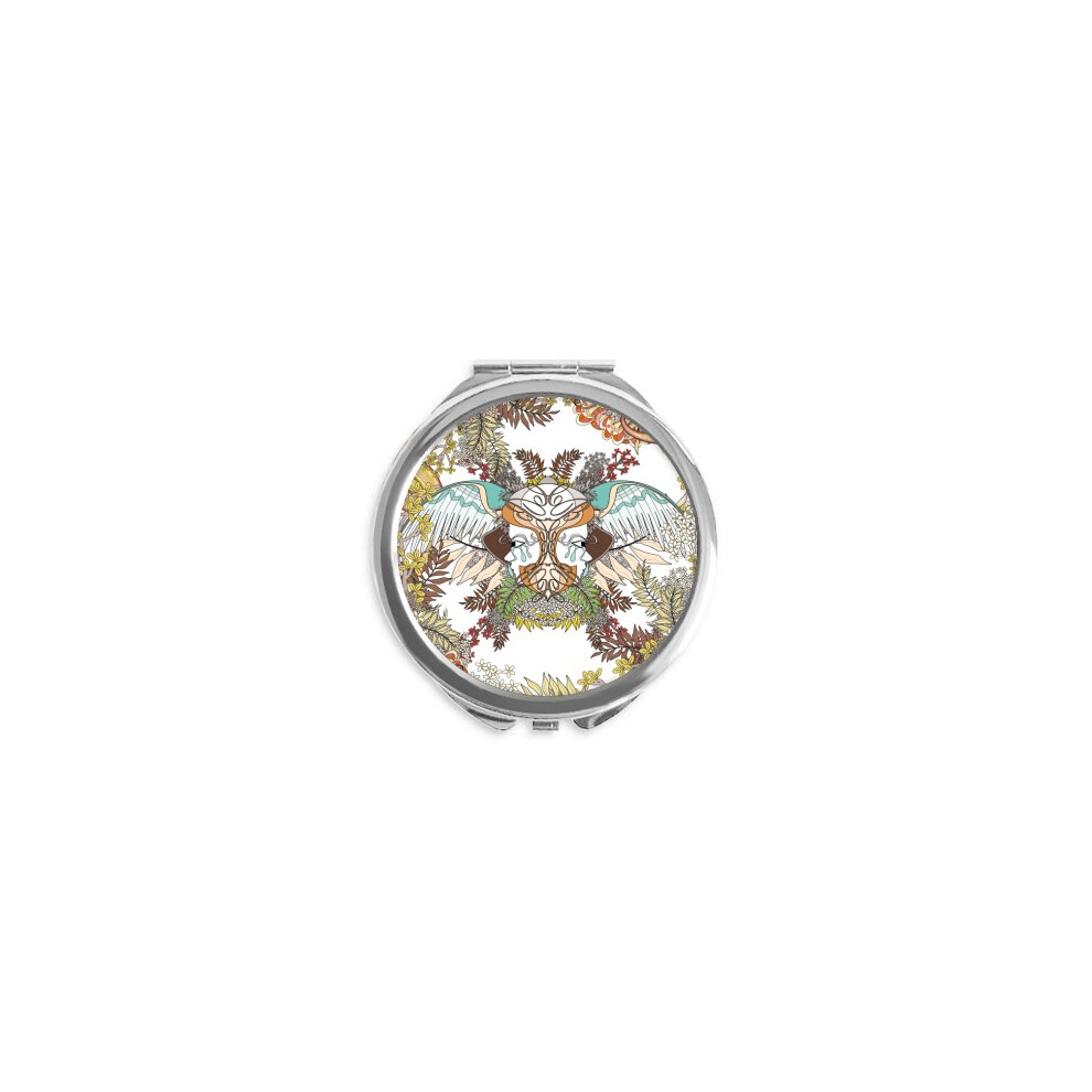 Diythinker Ukiyo-E Wing Flower Tree Japan Hand Compact Mirror Round Portable Pocket Glass
