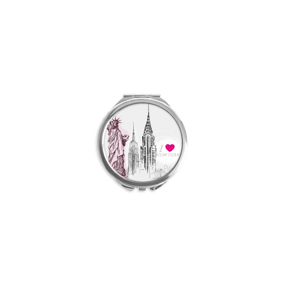 Diythinker I Love New York America Country City Hand Compact Mirror Round Portable Pocket Glass