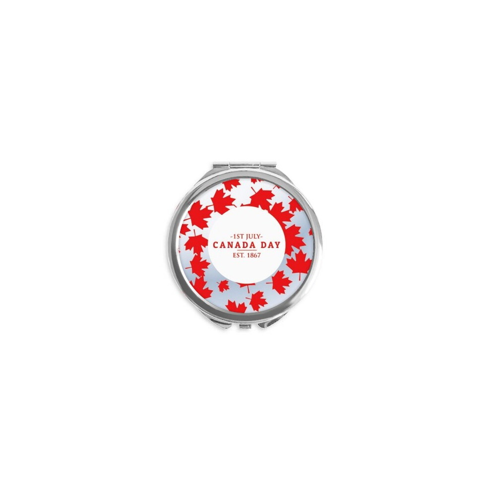 Diythinker Canada Day 4Th Of July Est 1867 Maple Hand Compact Mirror Round Portable Pocket Glass