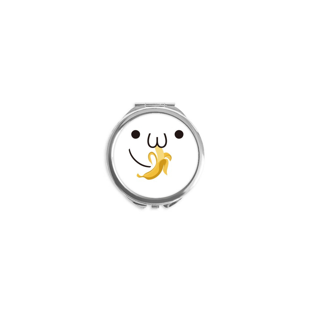 Diythinker Lovely Face Eat Banana Expression Hand Compact Mirror Round Portable Pocket Glass