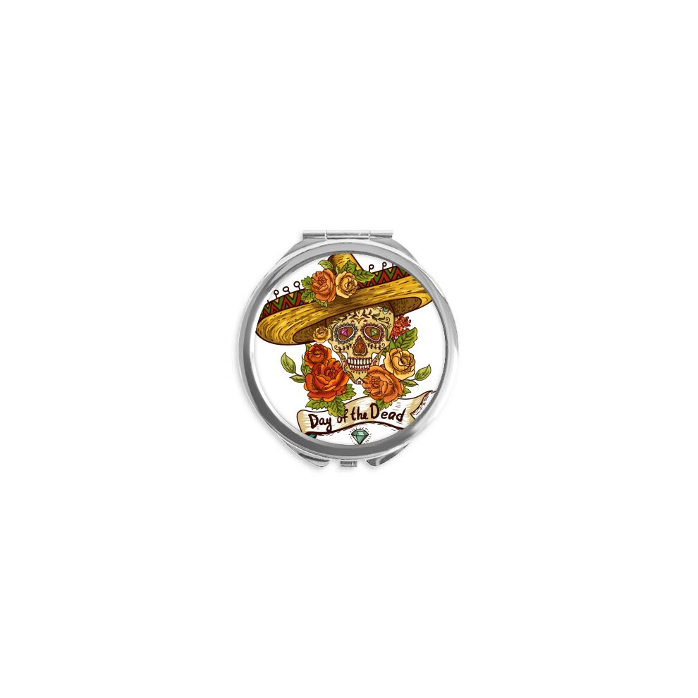 Diythinker Sombrero Suger L Mexico Day Of The Dead Hand Compact Mirror Round Portable Pocket Glass