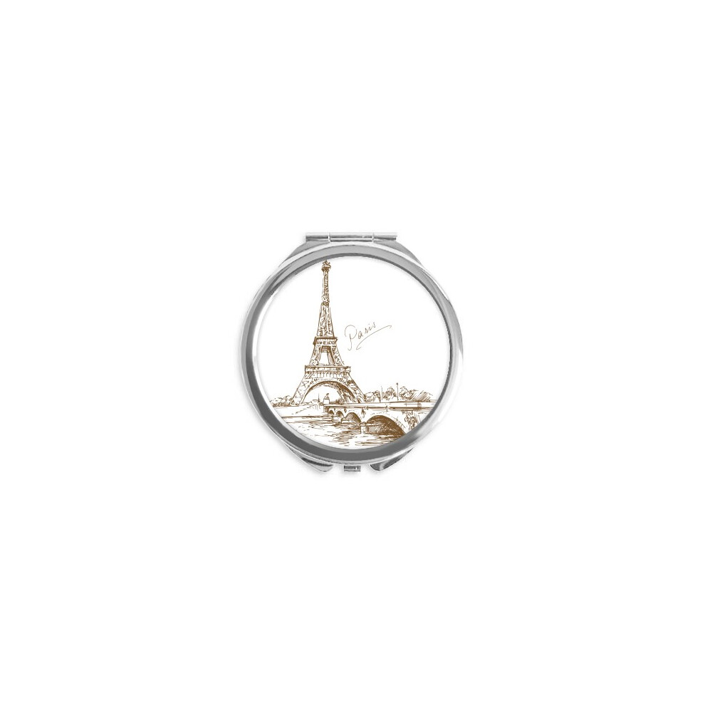 Diythinker The Eiffel Tower Paris France Hand Compact Mirror Round Portable Pocket Glass